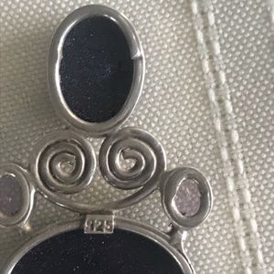 Sterling Silver, Lace Agate and Pearl Pendant